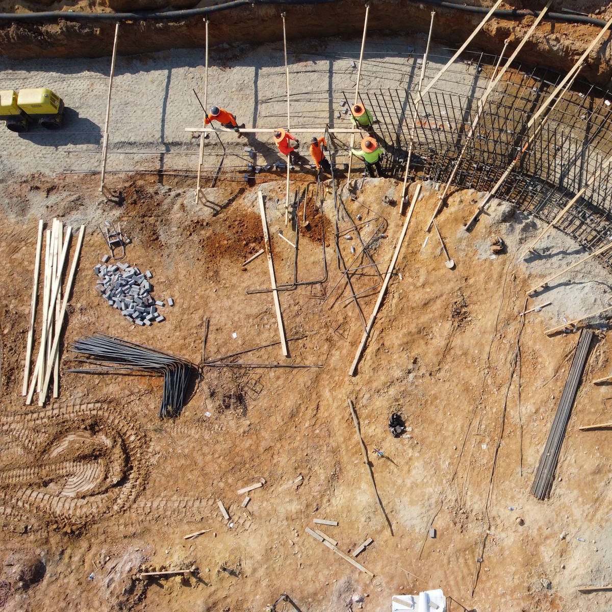 Reinforced concrete foundation under construction