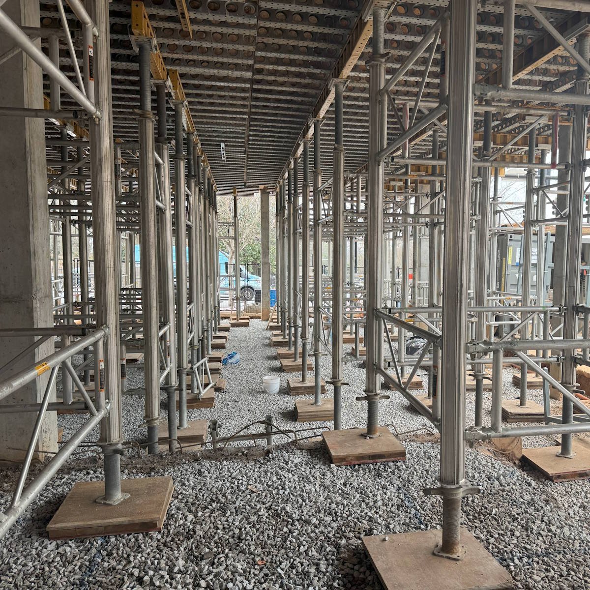 Elevated podium deck under construction