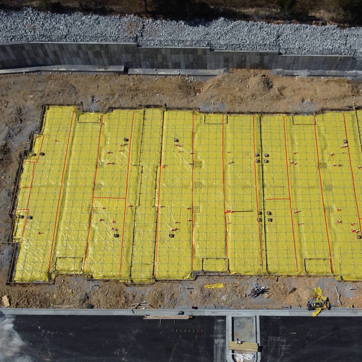 Post-tensioning tendons on an elevated slab