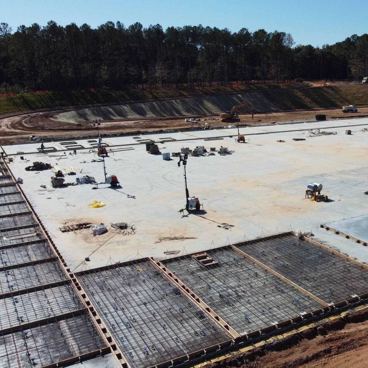 Tilt-up concrete panels being erected
